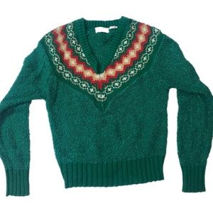 Vintage Fantastik V neck Green Sweater